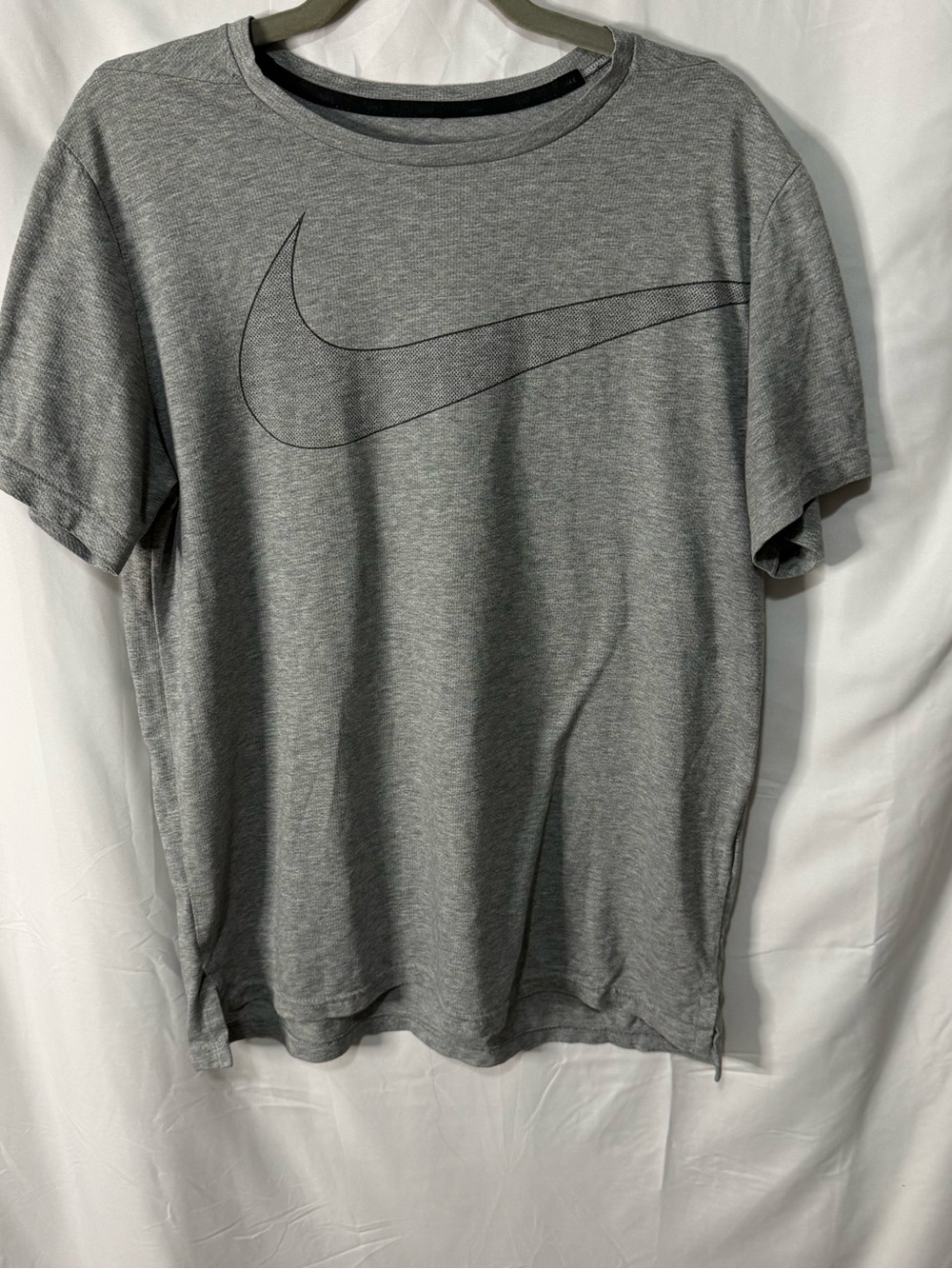Nike Gray Short-Sleeve Tee with Black Outlined Swoosh